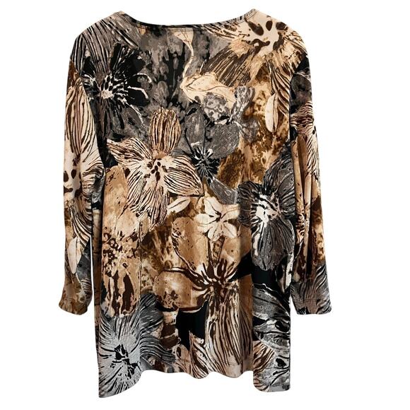 Additions by Chico’s Blouse Size 3 Abstract Floral Print Stretch Tunic - Picture 2 of 8